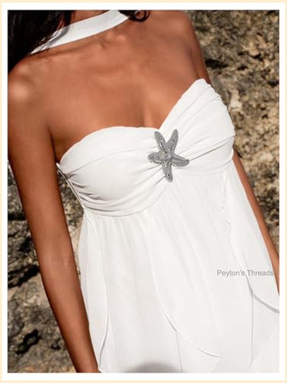 Sleeveless Ruffle Halter Maxi Dress Open Back Asymmetrical Hem - Picture 4 of 5